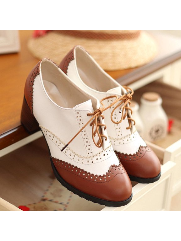 Stylish Brown Brogues, Chunky Heel, Comfortable and Durable Footwear