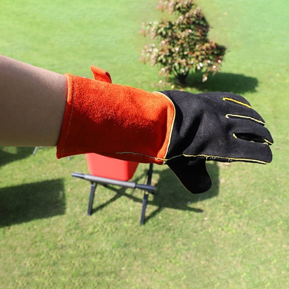 WASHWEPE 1Pair Practical Oven Mitt Gloves with Temperature Resistant Material and Convenient Five Fingers