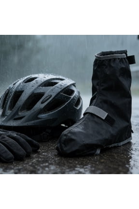 1Pair Black Waterproof Shoe Covers Outdoor Rain Boot Protector with Non Slip Grip