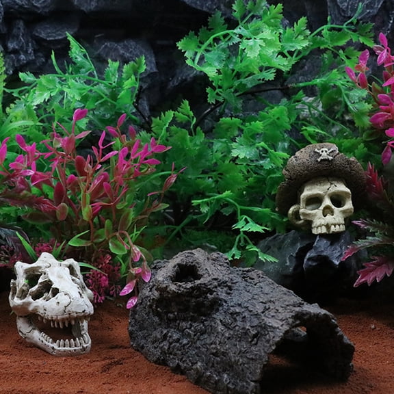 WASHWEPE 1Pc Dark Brown Resin Fish Tank Decor with Hollow Tree Bark Hiding Cave