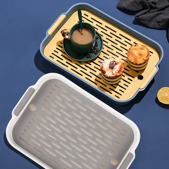 WASHWEPE 1Pc Dish Drain Tray 10.61X7.27X1.57in for Drying Cups and Plates Home Use