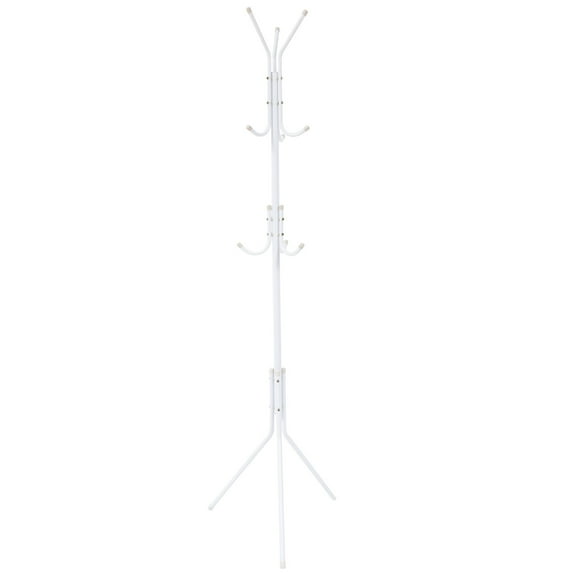 WASHWEPE 1Pc Entryway Hooks Iron Coat Rack 175X45X45CM White Color For Home And Office