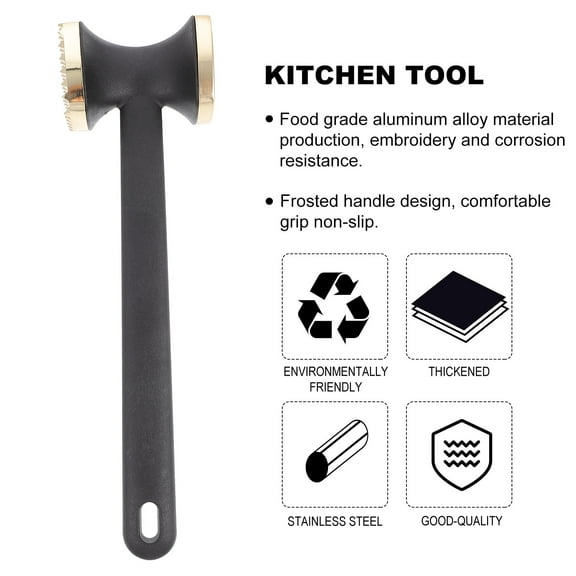 WASHWEPE 1Pc Meat Tenderizer Tool Hand Held Golden Aluminum Alloy For Home Kitchen