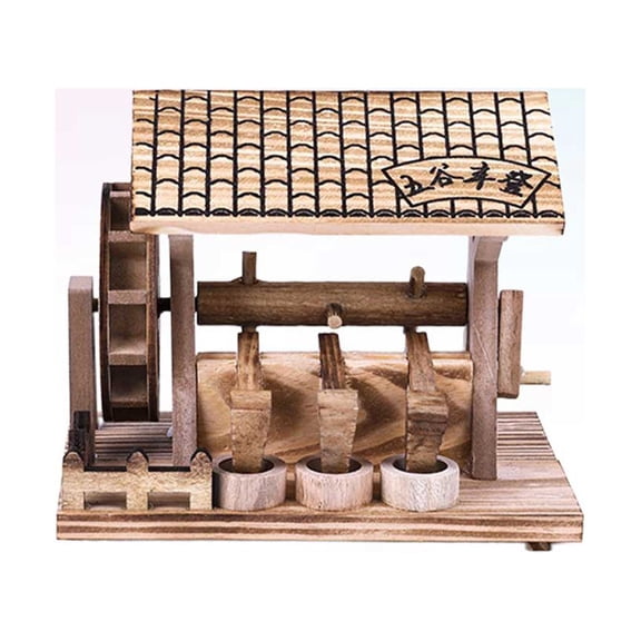 WASHWEPE 1Pc Rustic Grinding Mill Model Desktop Wood Craft for Kitchen Country Style Decoration