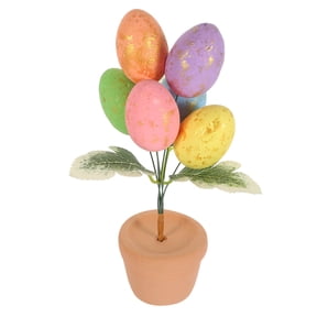 WASHWEPE Easter Bonsai Decorated Plastic Eggs with Golden Spots, 1 Set for Holiday and Spring Home Decoration