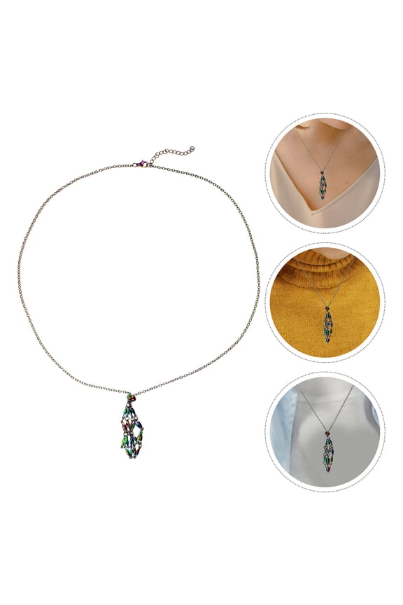 1Pcs Elegant Crystal Stone Holder Necklace Cage Shape Secure Placement For Fashion Enthusiasts