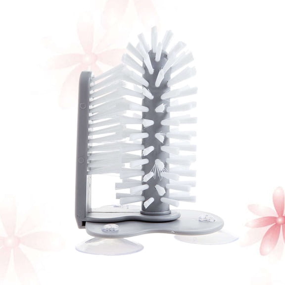 WASHWEPE 1Pcs Glass Scrubber Brush Detachable Suction Cup Brush for Home Cleaning Grey