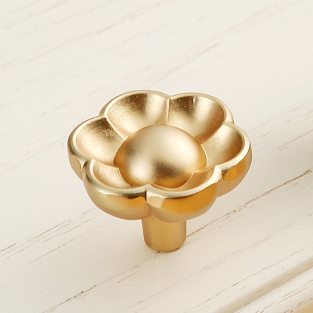WASHWEPE 1Pcs Golden Flower Shape Zinc Alloy Knobs For Dresser Decorative  Cabinet Knobs For Homeowners - Walmart.com