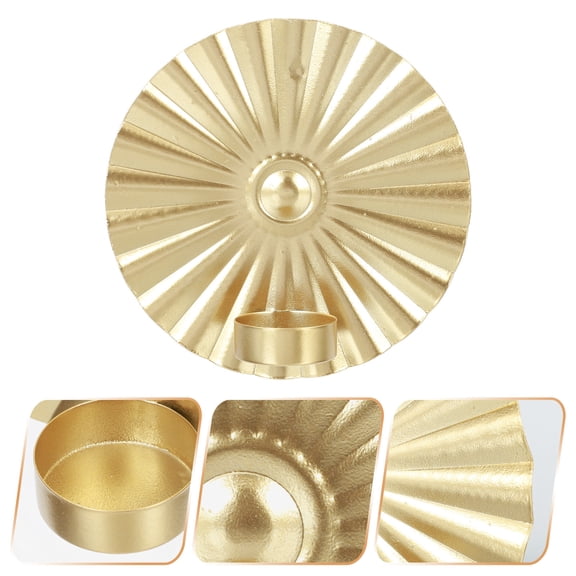 WASHWEPE 1Pcs Golden Metal Rustic Wall Candle Holder for Home Decor 11.8x1.8in