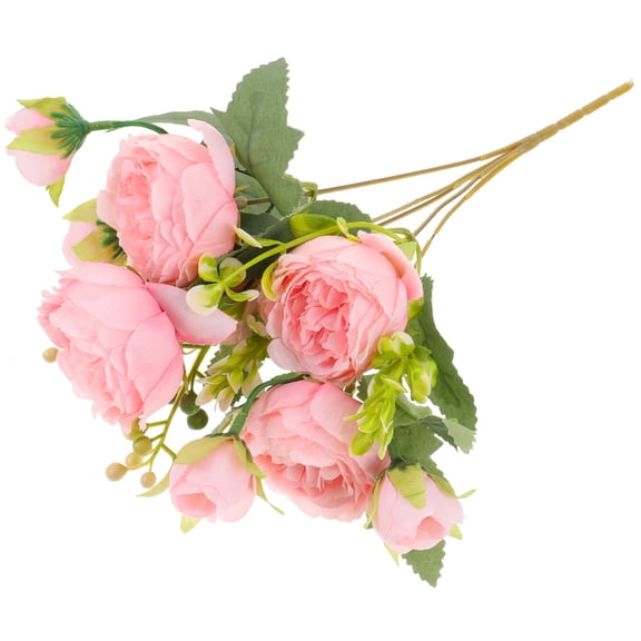 WASHWEPE 1Pcs Pink Rose Peonies Artificial Flowers 12.58X5.11X3.93In Silk Cloth Plastic Home Decorative Item