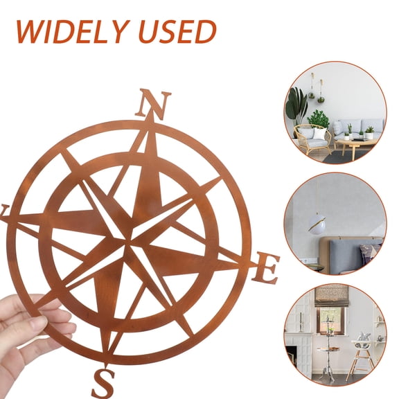 WASHWEPE Decorative Nautical Compass Wall Decor Iron Wall Hanging Homeowners Living Room 1Pcs