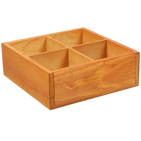 WASHWEPE Compartment Box Chocolate Wood 1Pack 5.5x5.5x2in