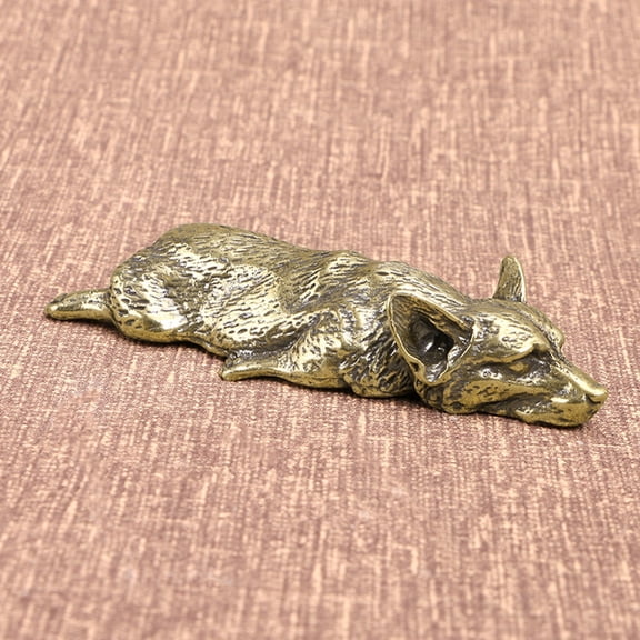 WASHWEPE 1Pcs Small Brass Dog Figurine for Desktop Decor Bookshelf Ornament present