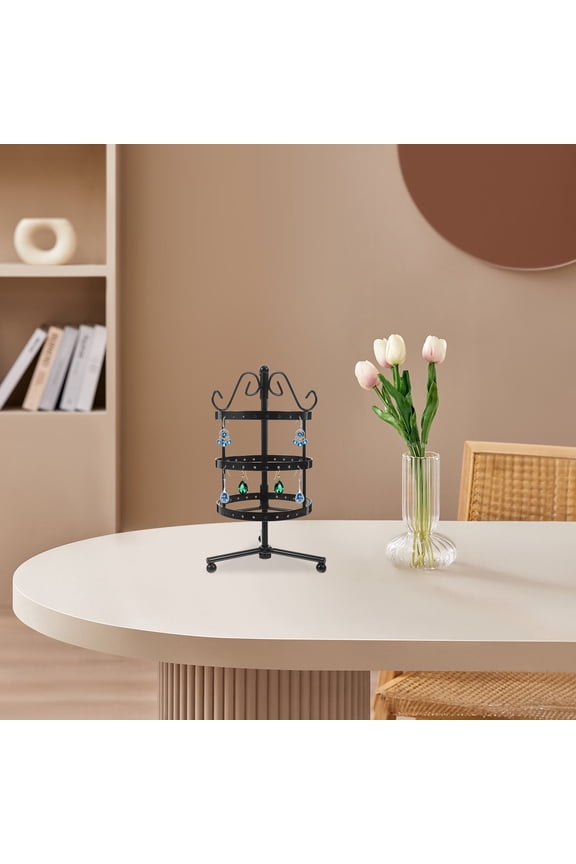 1Pcs Space-saving Rotating Earrings Holder Rack 3 Tier Metal Jewelry Organizer Hanger for Home and Exhibitions