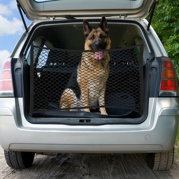 WASHWEPE Black Polyester Car Cargo Net 39.4x23.6in Stretch Mesh Luggage Organizer Storage Accessory
