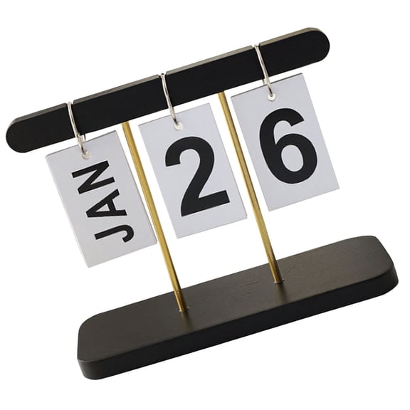 WASHWEPE 1Pcs Vintage Style Wood Calendar Flip Calendar Office Supplies present 7.9X5.7X3.1in