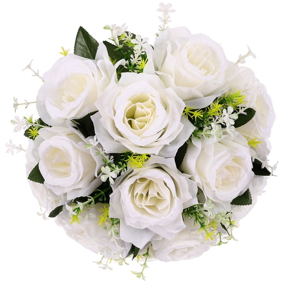 WASHWEPE 1Pcs Wedding Artificial Peony White Pu Lace Satin Half Sphere Parties