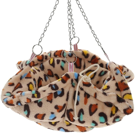 WASHWEPE 1Set Beige Spots Squirrel Resting Bed Polyester Golden Velvet Comfortable Hiding Spot for Cold Winter