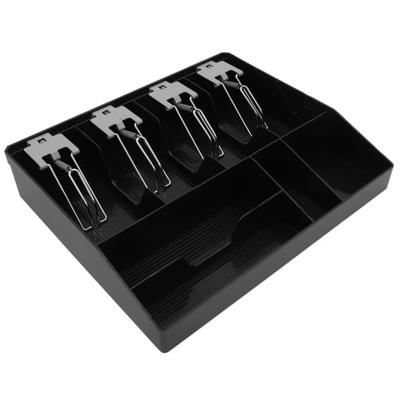 WASHWEPE 1Set Black Metal Cash Drawer Tray for Store Managers Multi Compartment Cash Organizer