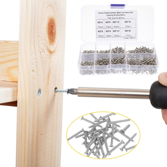 WASHWEPE 1Set Countersunk Bolts Assortment for Computer and Repair Use, Plated Silver Carbon Steel