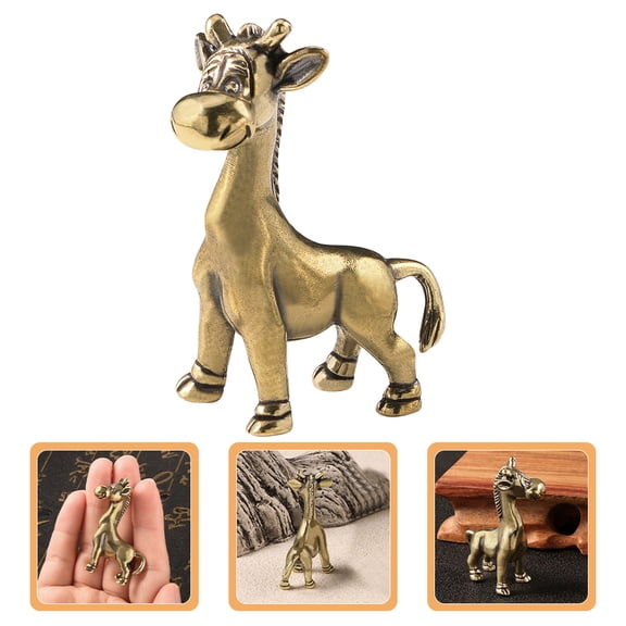 WASHWEPE 1Set Desktop Giraffe Statue Artificial Brass Giraffe for Home Decoration