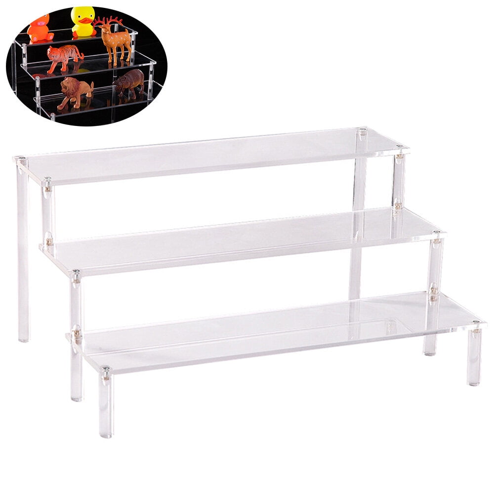 WASHWEPE 1Set Display Stand Transparent 3-layer Stepped Storage Rack ...