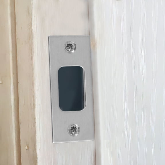 WASHWEPE 1Set Durable Metal Door Strike Plate for Deadbolt Reinforcement in Plated Silver