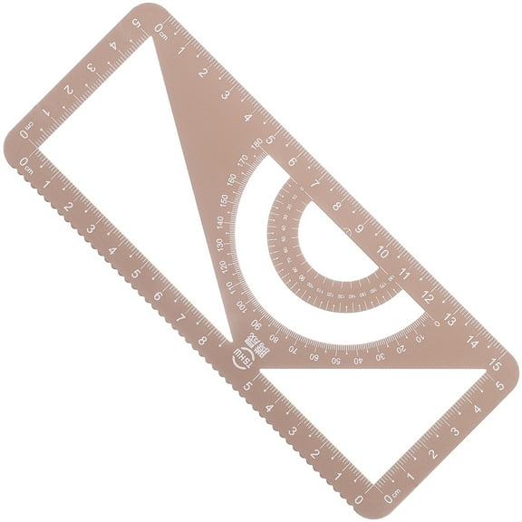 WASHWEPE 1Set Golden Metal Ruler Protractor Triangle Ruler for Students Teachers Artists Measuring Tools