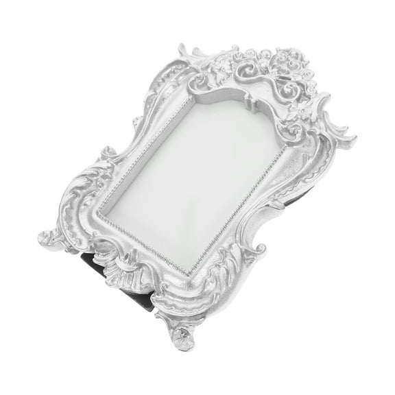 WASHWEPE 1Set Mini Picture Frames Silver Resin Rectangular for Adults Living Room Bedroom Decor