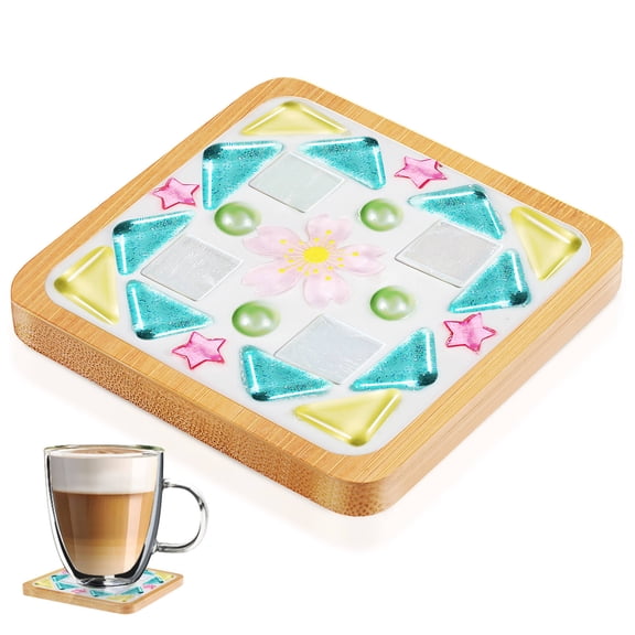 WASHWEPE Wood Coaster Diy Making Supplies Multi 1 Set 3.46X3.46X0.35In