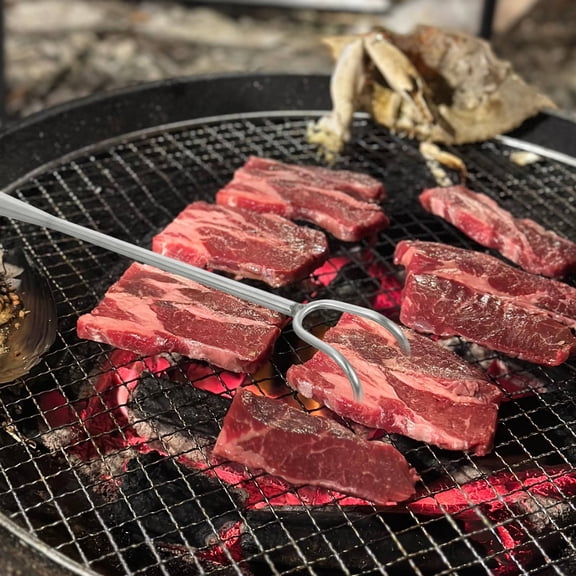WASHWEPE 1Set Silver Meat Turner Hook with Thickened Design for Outdoor Cooking 15.33X1.97X1.97in