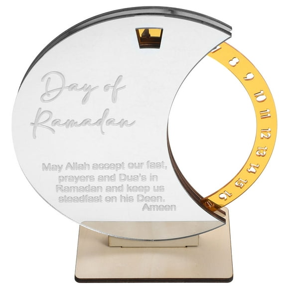 WASHWEPE 1Set Wood Countdown Eid Multi Color Minimalist Desk Countdown Calendar for Ramadan Festival 8.7x7.9x2.4in