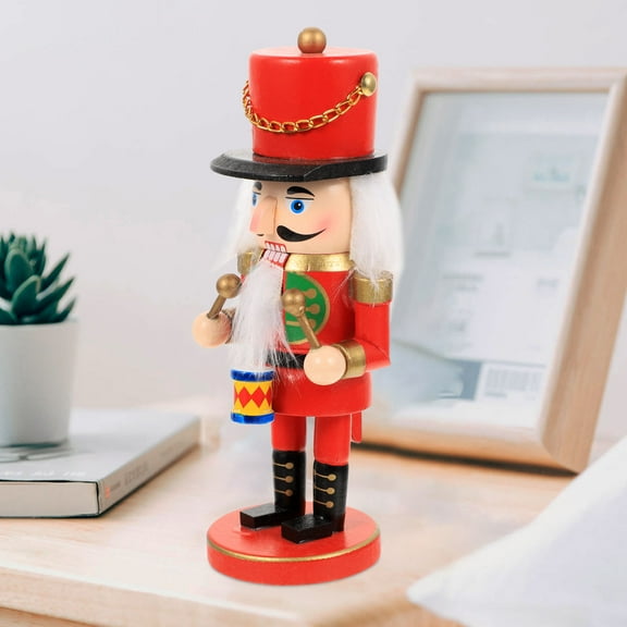 WASHWEPE 1Set Wood Nutcracker Soldier Decor Simple Design Christmas Tabletop Decor 6x2.2x2.2in