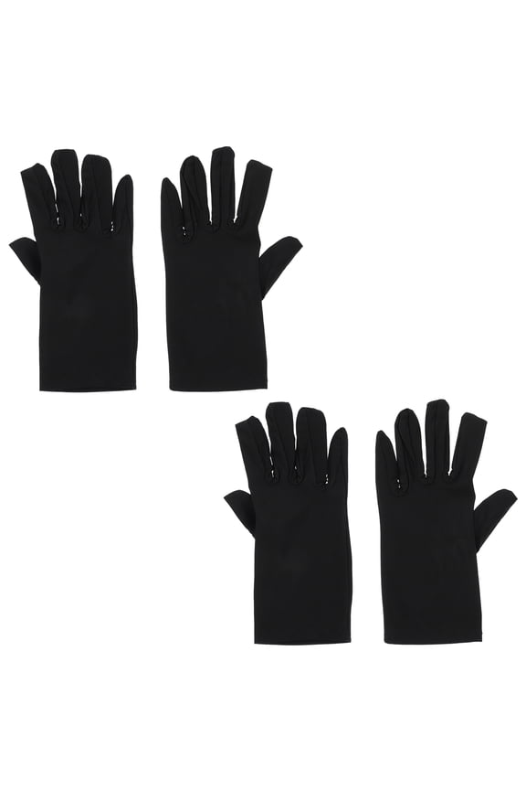 2 Pairs Bridal Gloves Polyurethane Black Stretchable Durable Gloves for Adults