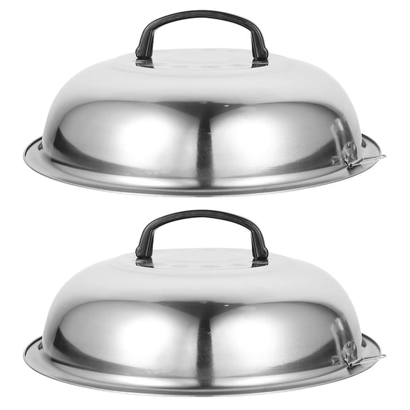 WASHWEPE 2 Pcs Frying Pot Cover Explosion-proof With Stainless Steel For Daily Use