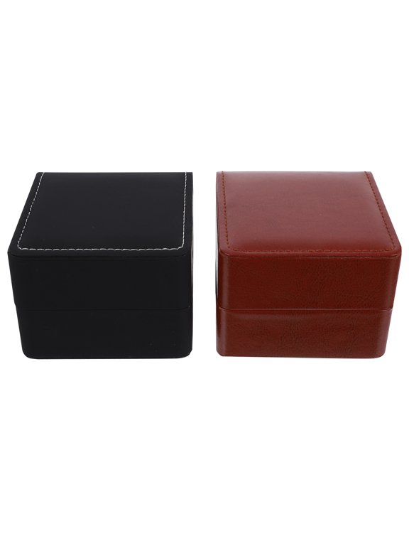 2Pcs Multi Function Black Watch Organizer Storage Box with Classic Design