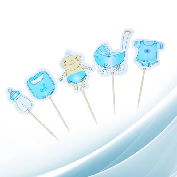 WASHWEPE 20 Pcs Cake Decorations Theme Topper Girl Boy Blue