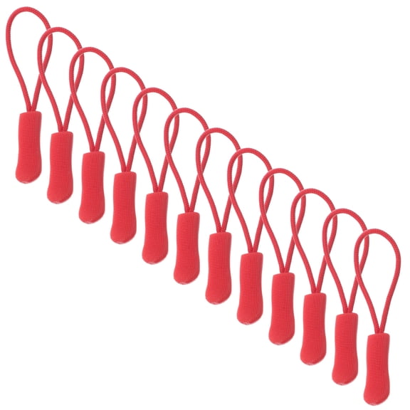WASHWEPE 20Pcs Durable Red Zipper Pull Extensions with Tail Rope for Backpack and Jacket Repair