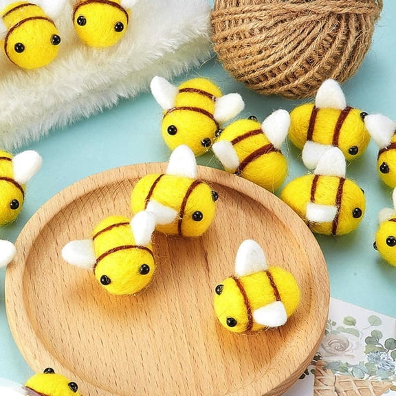 WASHWEPE 20Pcs Bee Decorative Felt Bee Craft For Adults And Children In Diy Projects