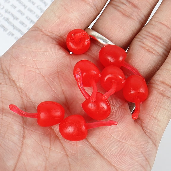 WASHWEPE 20Pcs Lifelike Artificial Cherry Model for Desktop Decor and Scene Photography Use
