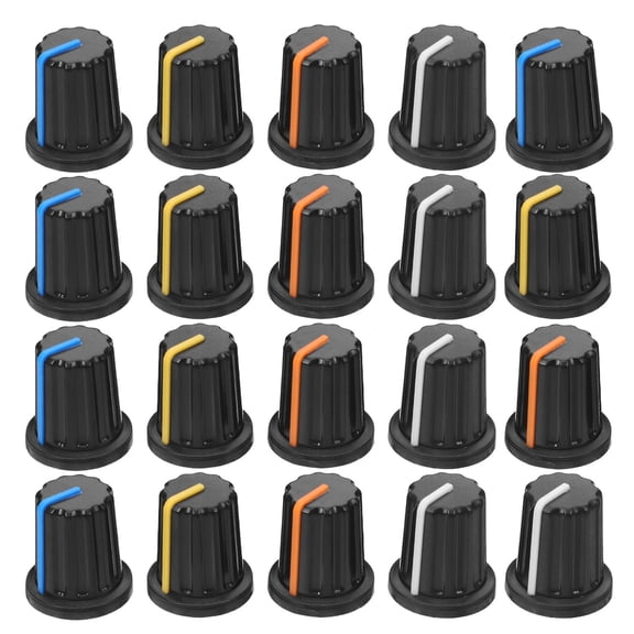 WASHWEPE 20Pcs Plastic Guitar Volume Rotary Knob Replacement for Encoder Audio Controllers