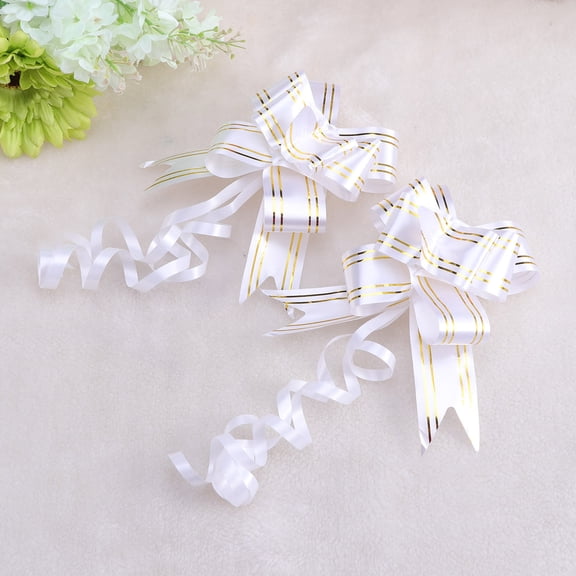WASHWEPE 20 Pcs White Pull Bows, Wrap Ribbon Bows for Christmas Decorations, Presents, Crafts, Holiday Party Packaging