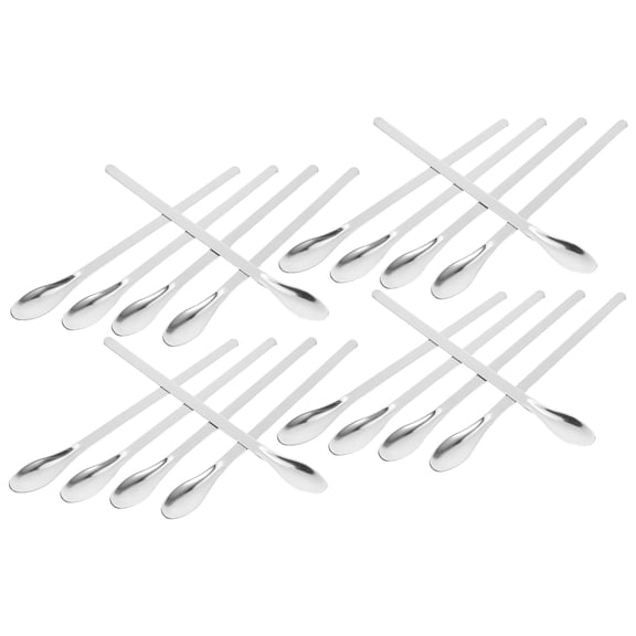 WASHWEPE 24PCS Lab Sampling Spoon Silver Stainless Steel Mixing Paddle for Craft Tools and Home Use