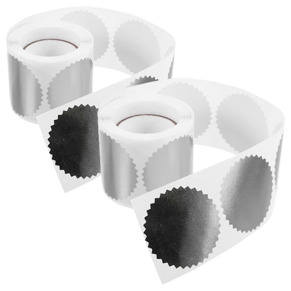 WASHWEPE 250Pcs Each Roll Silver Round Elegant Seal Stickers for Certificates and Awards 1.85X1.85X0.04In