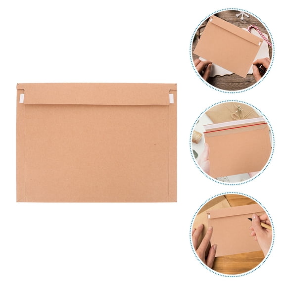 WASHWEPE 25Pcs Brown Cardboard Photo Document Mailers with Tear p for Office Use