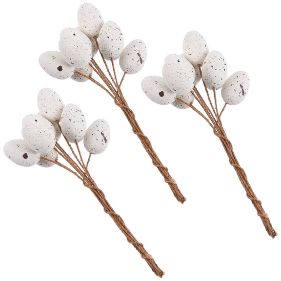 WASHWEPE 27Pcs White Plastic Egg Shaped Spring Picks for Tree Decorative Easter Spotted Egg Decoration Branch