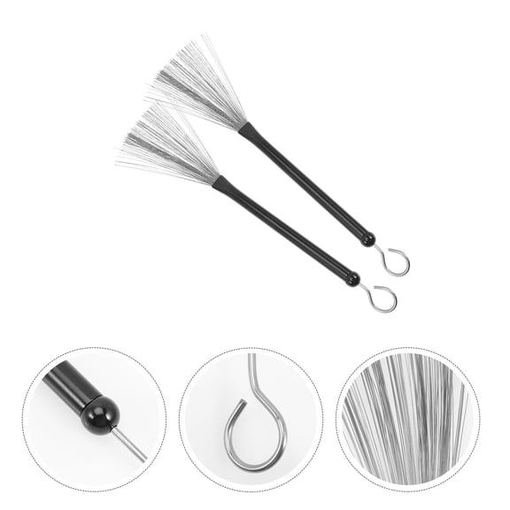 WASHWEPE 2Pack Steel Drum Brush for Crisp and Soft Tones Percussion Accessories 14x0.6in