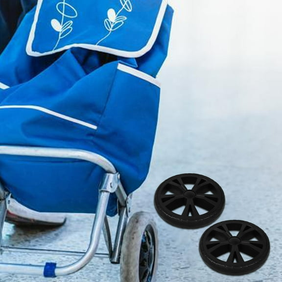 WASHWEPE 2Pack Wheels for Trolley Black Plastic Stair Climbing Replacement Parts 11.8X7.9X1.2In