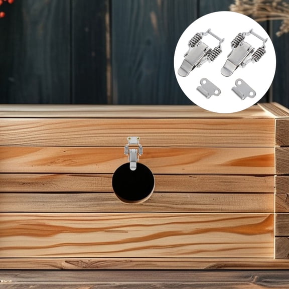 WASHWEPE 2Pairs Durable Stainless Steel Spring Hasp Latches for Toolbox Drawer Cabinet with Keyless Quick Release