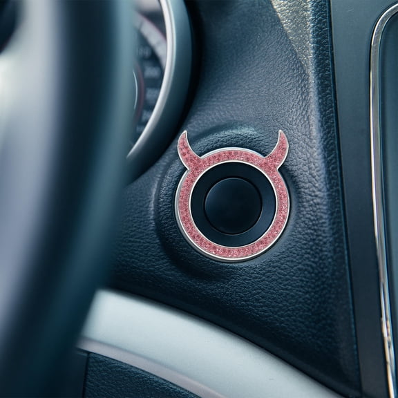 WASHWEPE 2Pcs Car Engine Ignition Button Case Cover Zinc Alloy Start Stop Button Decoration for Daily Driving